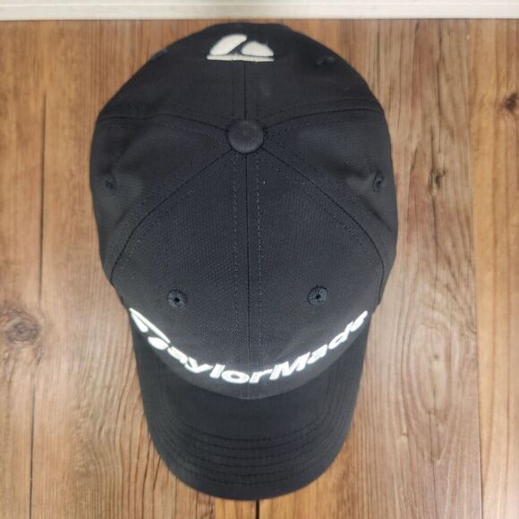 Taylor Made Golf Hat Cap Strap Back Black Logo Sports Mens Brand Advertising PGA - Picture 7 of 11